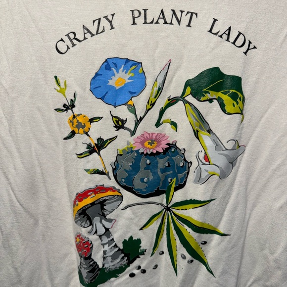 🪴Women’s O-mighty Crazy Plant Lady White Crop Top Shirt🪴 - Picture 6 of 6